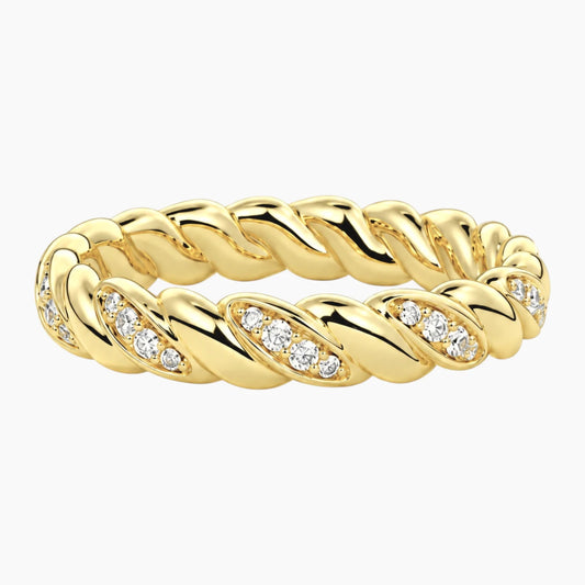 Cévelline Pavé Moissanite Twisted Rope Eternity Band