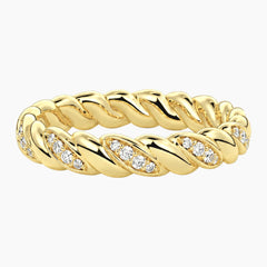 Cévelline Pavé Moissanite Twisted Rope Eternity Band