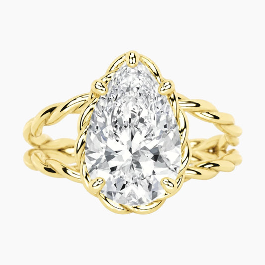 Tressa 4 Carat Pear Moissanite Twisted Rope Ring