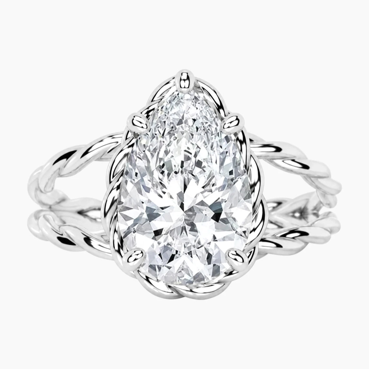Tressa 4 Carat Pear Moissanite Twisted Rope Ring