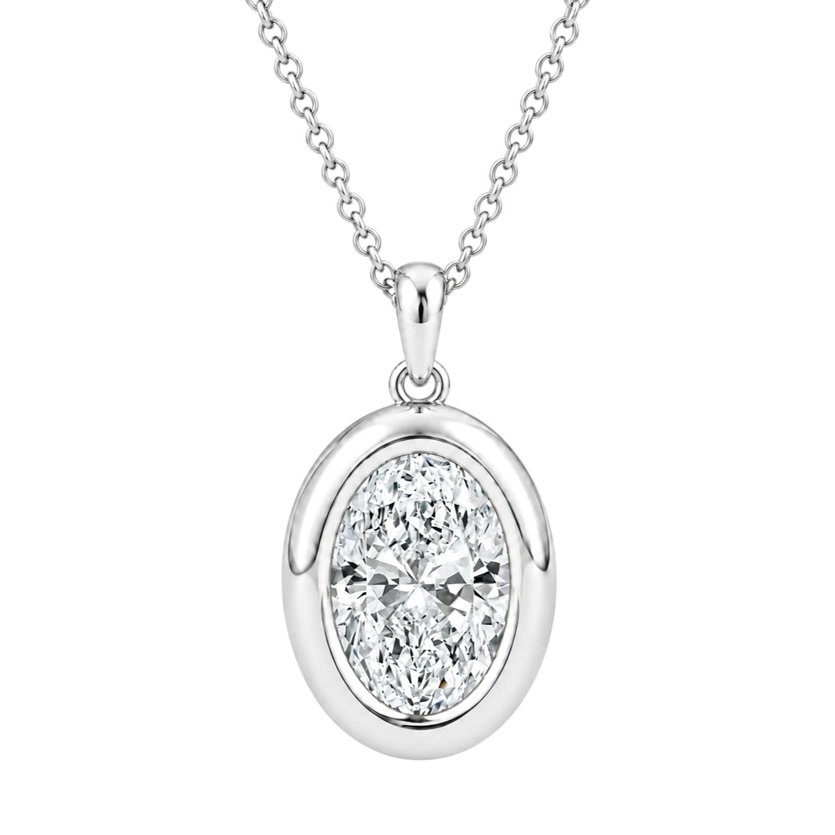 Vélora 4.5 Carat Oval-Cut Moissanite Bold Bezel Necklace