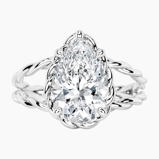 Tressa 4 Carat Pear Moissanite Twisted Rope Ring