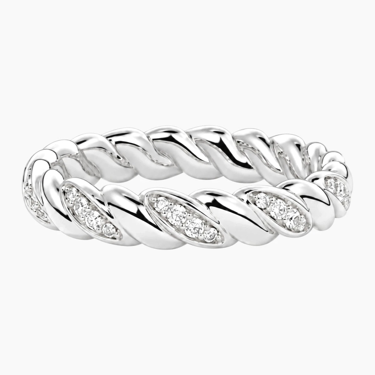 Cévelline Pavé Moissanite Twisted Rope Eternity Band