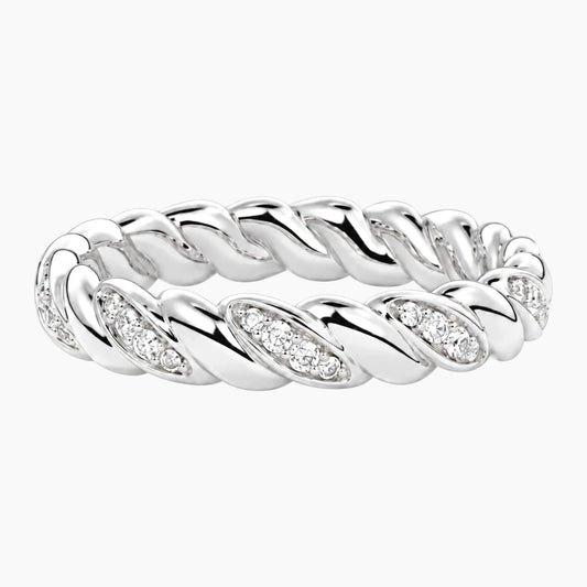 Cévelline Pavé Moissanite Twisted Rope Eternity Band