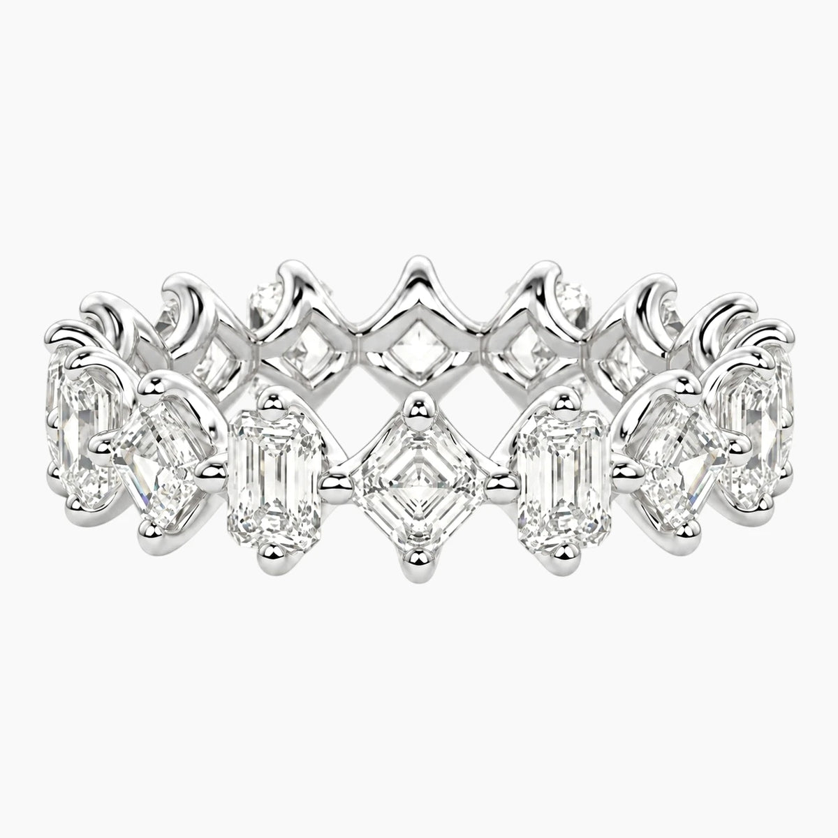 Cévelline Emerald & Asscher Moissanite Eternity Band