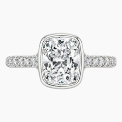 Aurelia Vintage Bezel Cushion Moissanite Pavé Band Ring