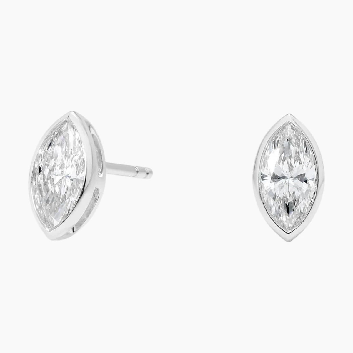 Classic Bezel Set Marquise Cut Brilliant Moissanite Stud Earrings