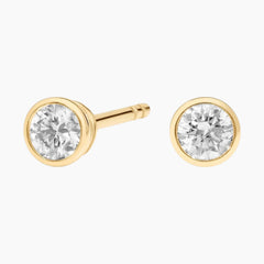 Classic Bezel Set Round Cut Brilliant Moissanite Stud Earrings