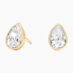 Classic Bezel Set Pear Cut Brilliant Moissanite Stud Earrings