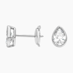 Classic Bezel Set Pear Cut Brilliant Moissanite Stud Earrings