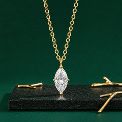 Brilliant Marquise Solitaire Pendant Moissanite Necklace