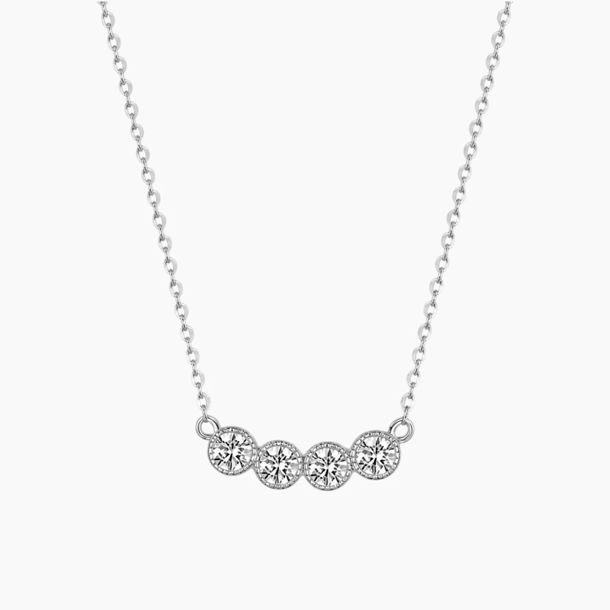Vintage Milgrain Bezel Moissanite Smile Necklace
