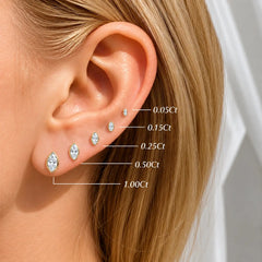 Classic Bezel Set Marquise Cut Brilliant Moissanite Stud Earrings