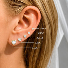 Classic Bezel Set Heart Cut Brilliant Moissanite Stud Earrings