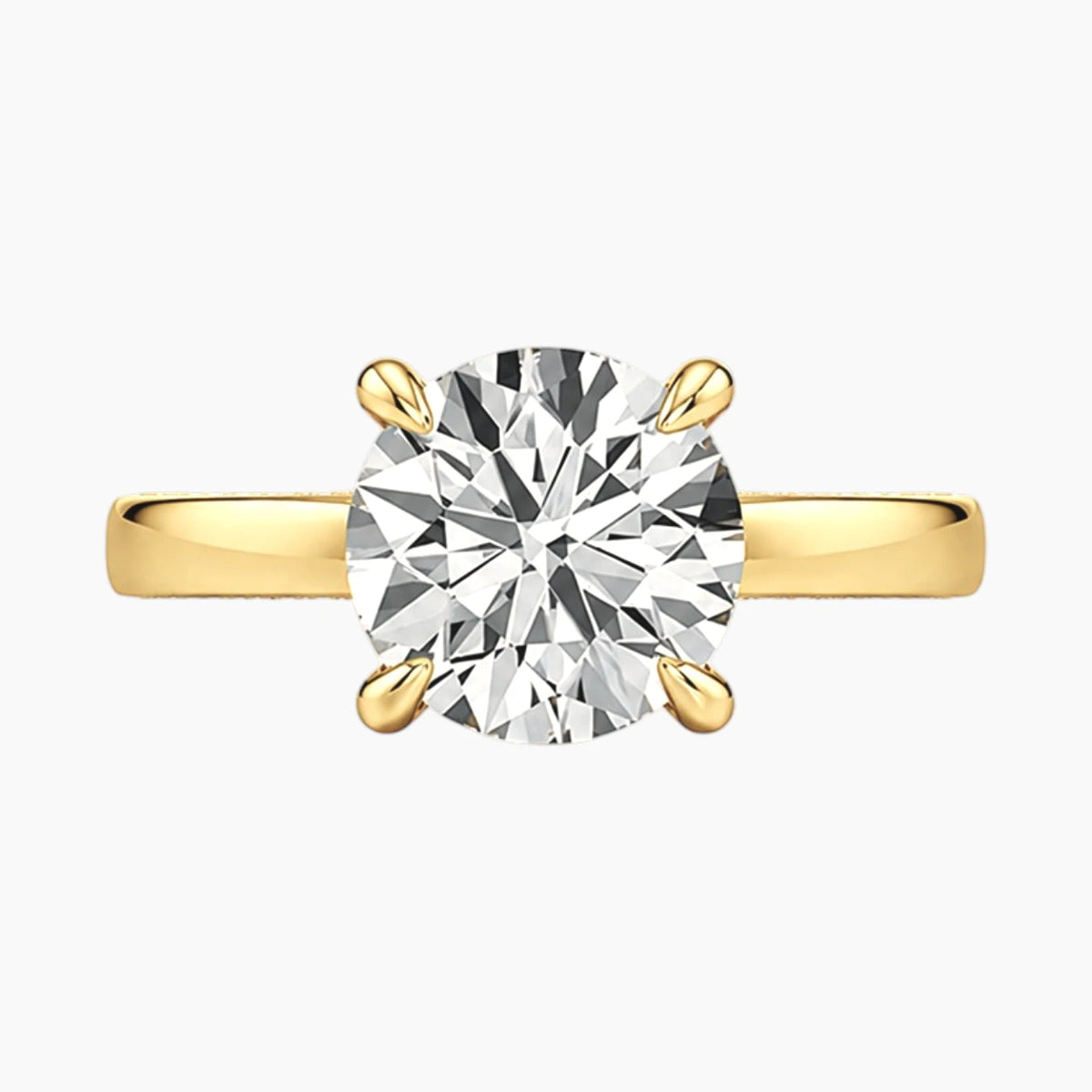 2mm Bezel with 2ct Round Moissanite Ring with Hidden Halo