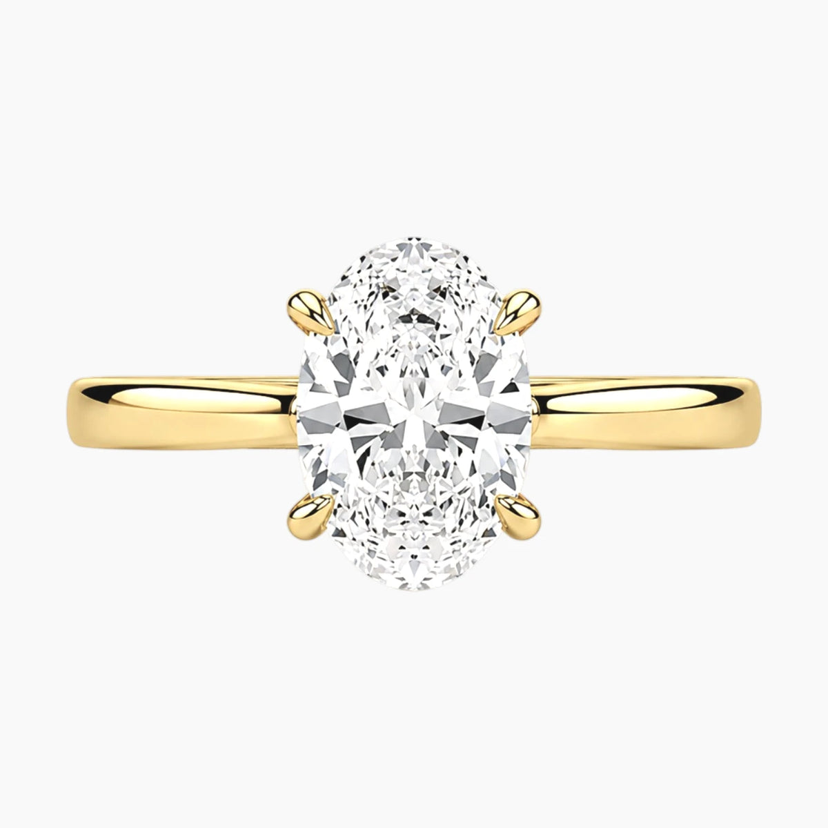 2mm Bezel with 2ct Oval Moissanite Ring with Hidden Halo