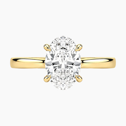 2mm Bezel with 2ct Oval Moissanite Ring with Hidden Halo