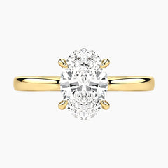 2mm Bezel with 2ct Oval Moissanite Ring with Hidden Halo