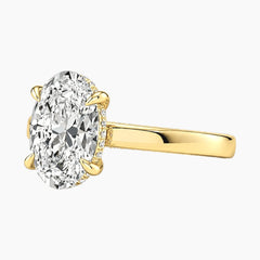 2mm Bezel with 2ct Oval Moissanite Ring with Hidden Halo