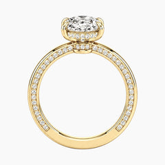 2mm Bezel with 2ct Oval Moissanite Ring with Hidden Halo