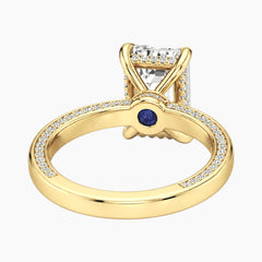 2mm Bezel with 2ct Emerald Moissanite Ring with Hidden Halo
