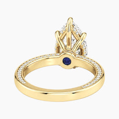 2mm Bezel with 2ct Pear Moissanite Ring with Hidden Halo