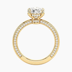 2mm Bezel with 2ct Pear Moissanite Ring with Hidden Halo