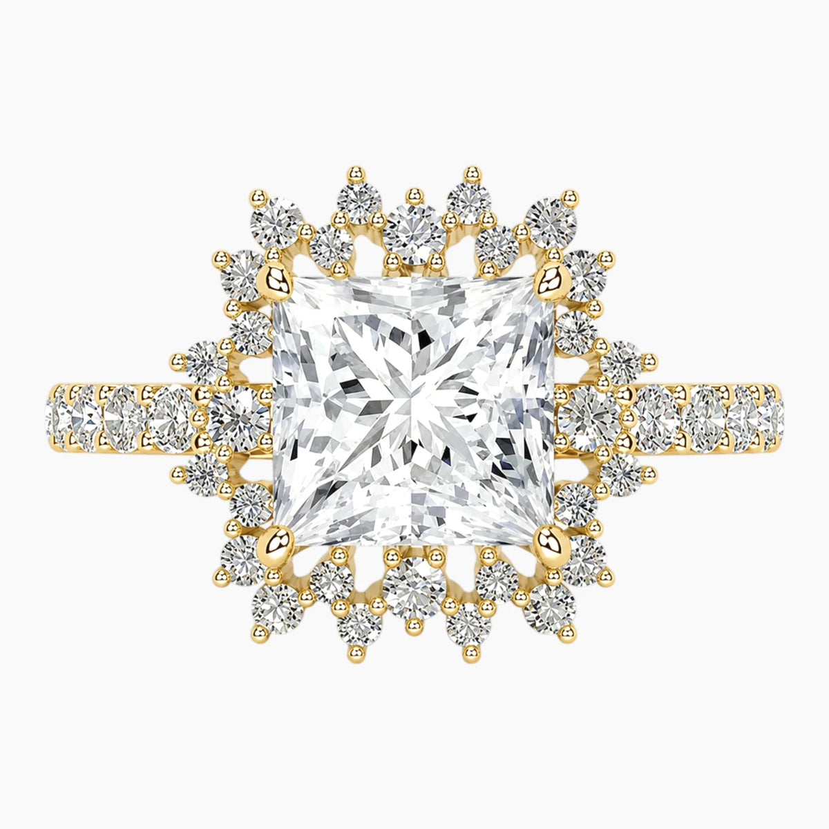 Celestial Grace 2CT Princess Cut Hidden Halo Moissanite Engagement Ring