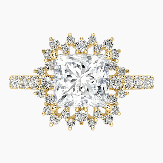 Celestial Grace 2CT Princess Cut Hidden Halo Moissanite Engagement Ring