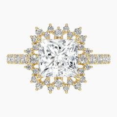 Celestial Grace 2CT Princess Cut Hidden Halo Moissanite Engagement Ring
