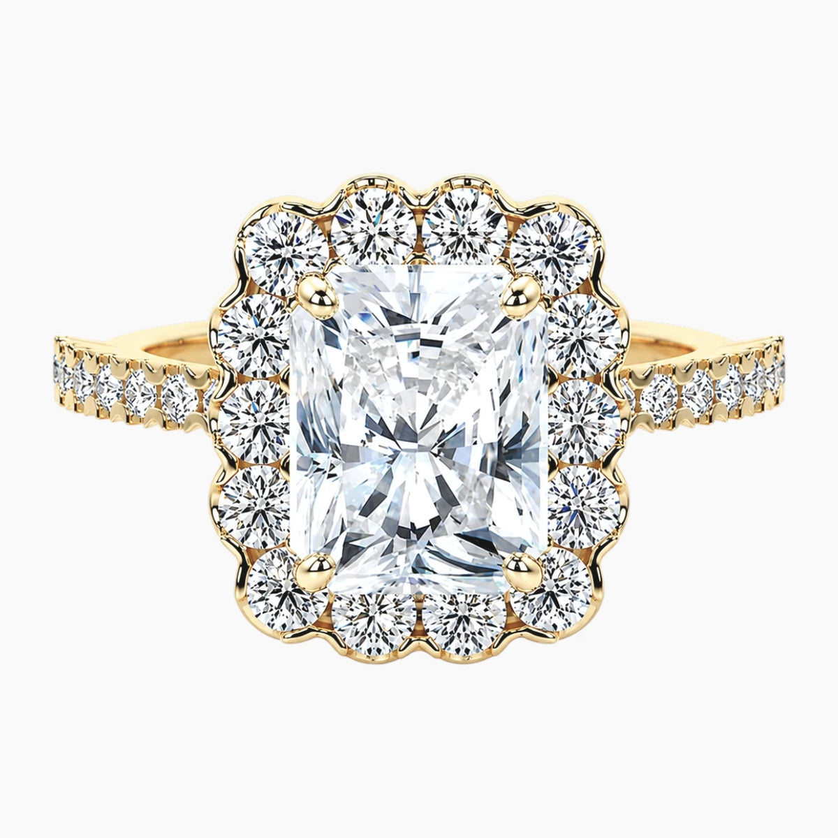 Lumière Blossom 0.8 Carat Radiant Cut Moissanite Ring
