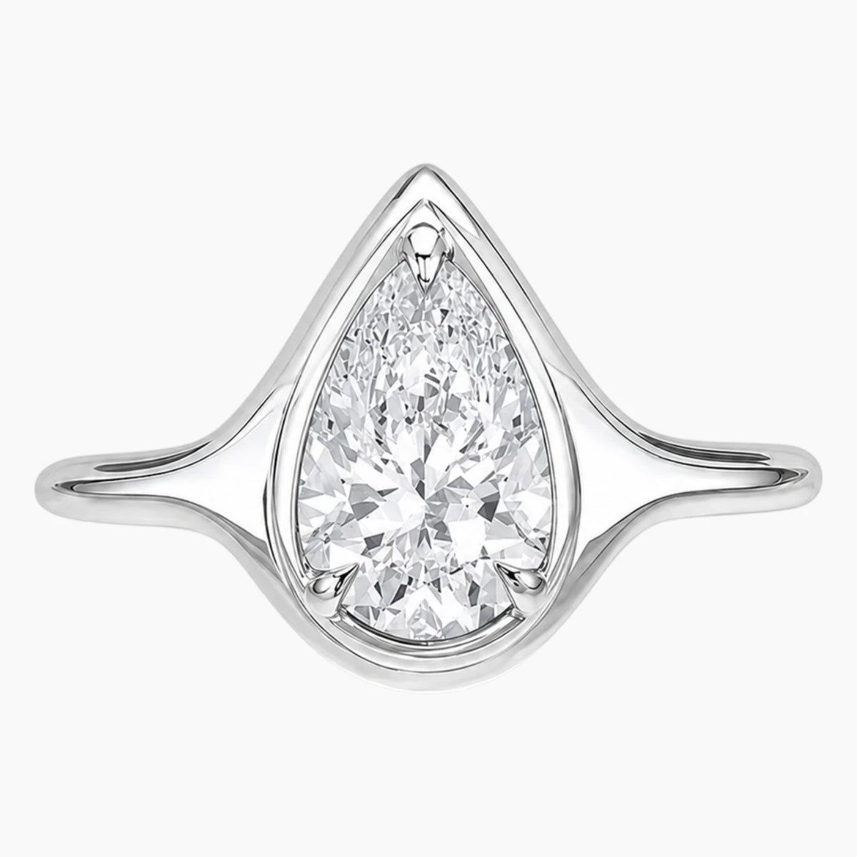 Lumière Poire 2 Carat Pear Cut Moissanite Ring