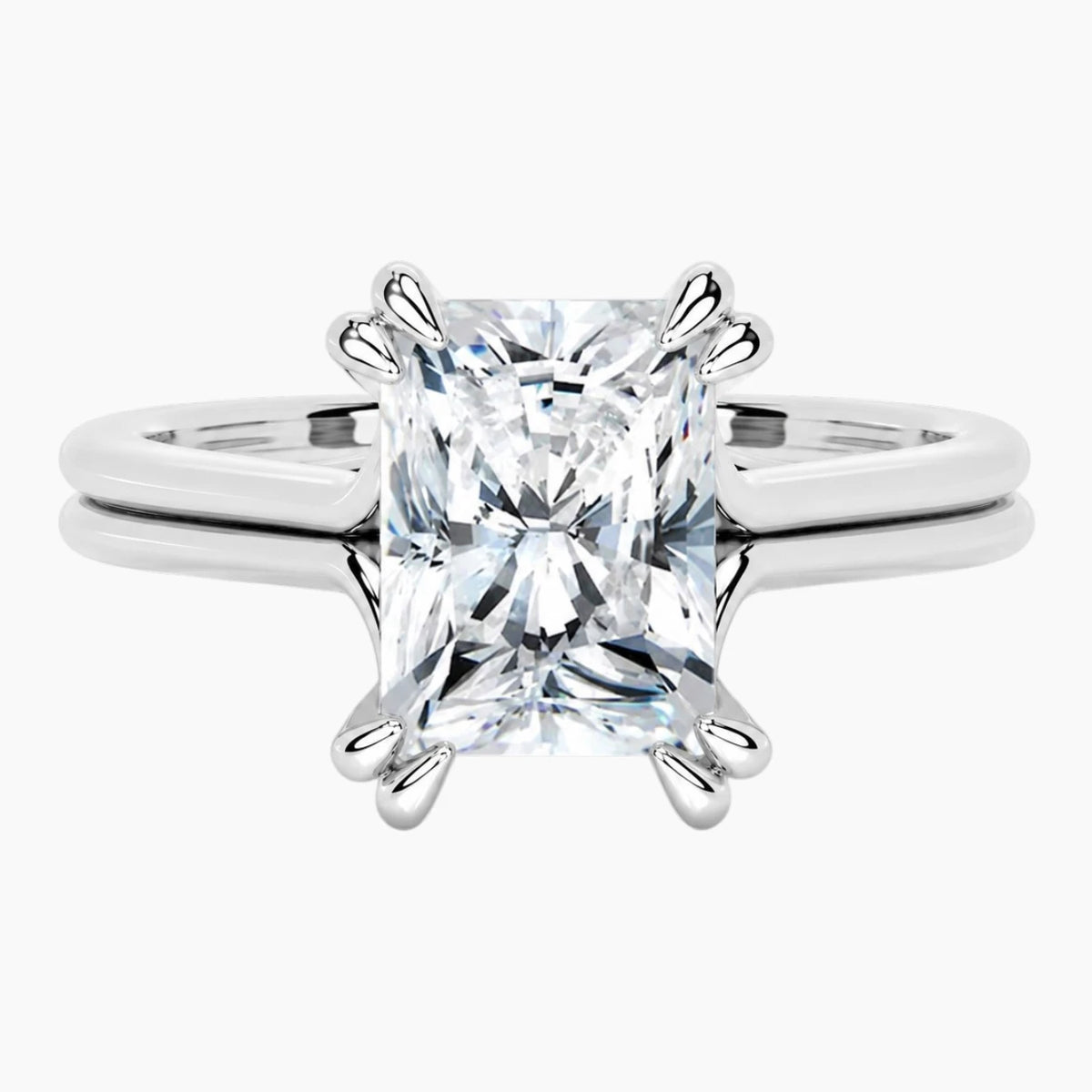 Éclat Lumière 2 Carat Radiant Cut Double Shank Moissanite Ring
