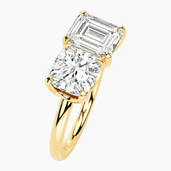 Lumière 2 Carat Emerald Cut & 2 Carat Cushion Toi et Moi Moissanite Ring