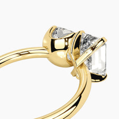 Lumière 2 Carat Emerald Cut & 2 Carat Cushion Toi et Moi Moissanite Ring