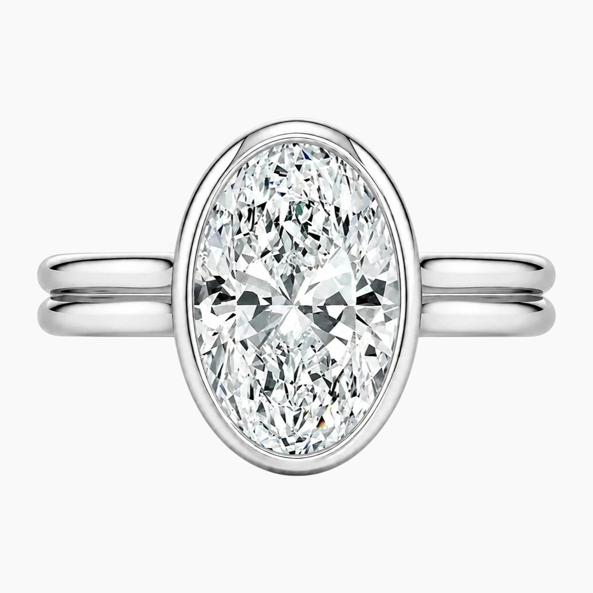 Aurelia Lumière 2 Carat Oval Cut Moissanite Double Band Ring