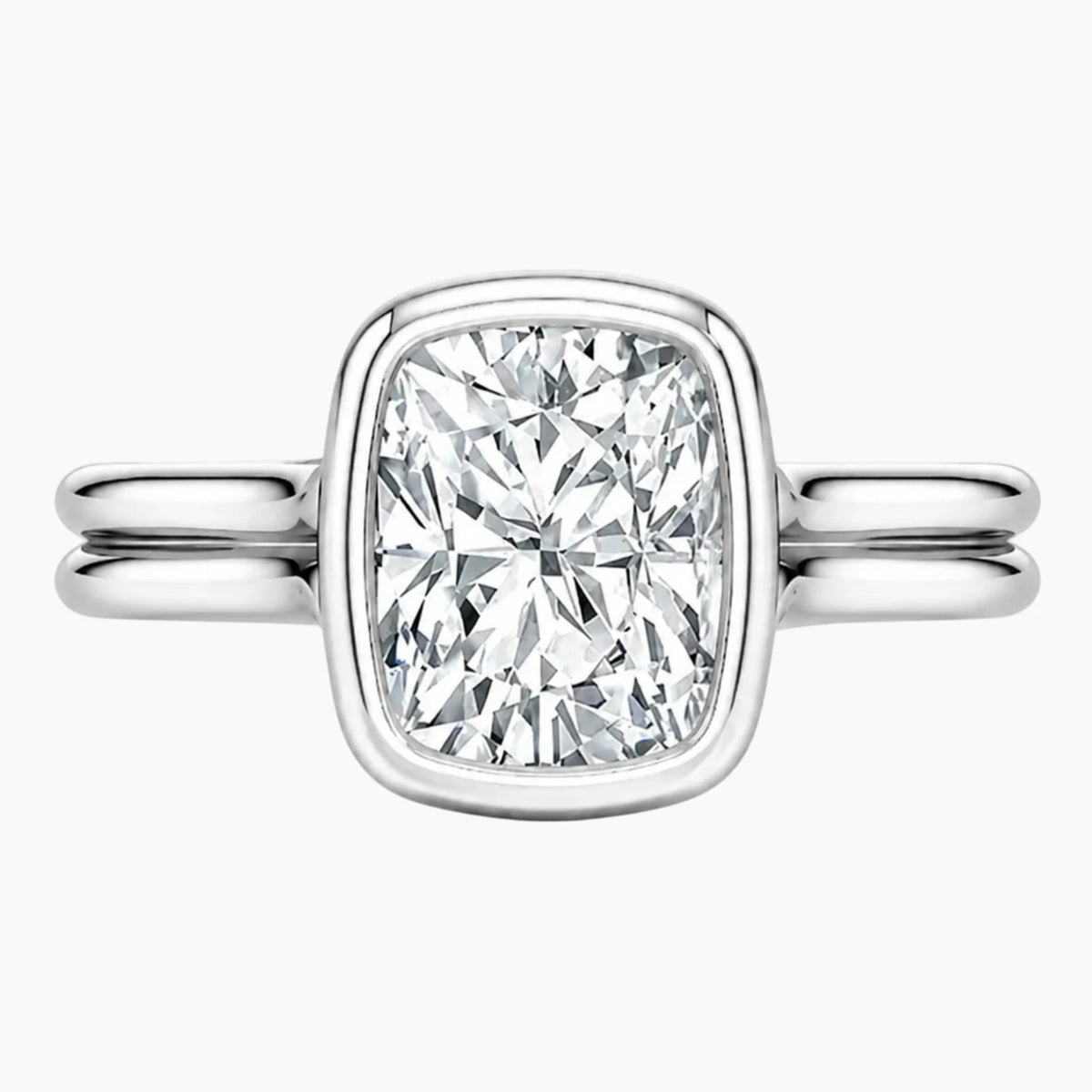 Aurelia Lumière 2 Carat Elongated Cushion Cut Moissanite Double Band Ring