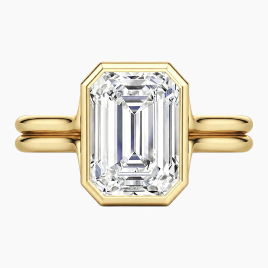 Aurelia Lumière 2 Carat Emerald Cut Moissanite Double Band Ring