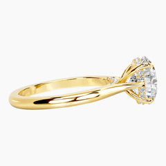 Amélie Écla 3 Carat Round Cut Moissanite Hidden Halo Tapered Shank Ring