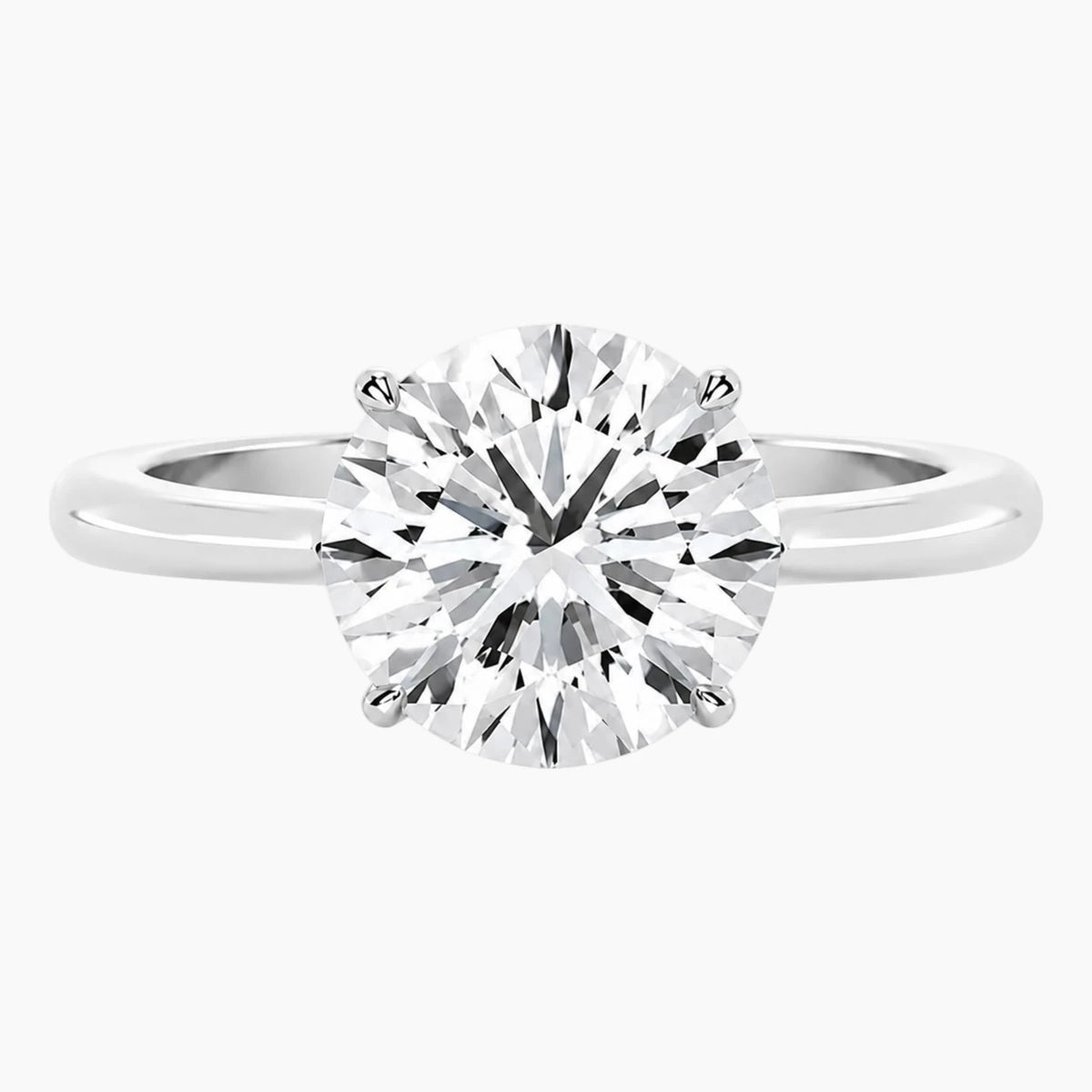 Amélie Écla 3 Carat Round Cut Moissanite Hidden Halo Tapered Shank Ring