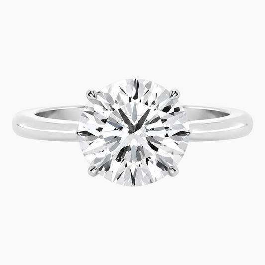 Amélie Écla 3 Carat Round Cut Moissanite Hidden Halo Tapered Shank Ring
