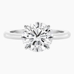 Amélie Écla 3 Carat Round Cut Moissanite Hidden Halo Tapered Shank Ring