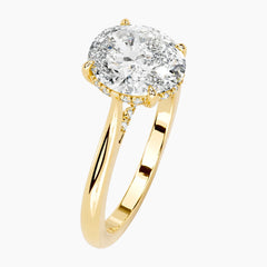 Amélie Écla 2 Carat Oval Cut Moissanite Hidden Halo Tapered Shank Ring