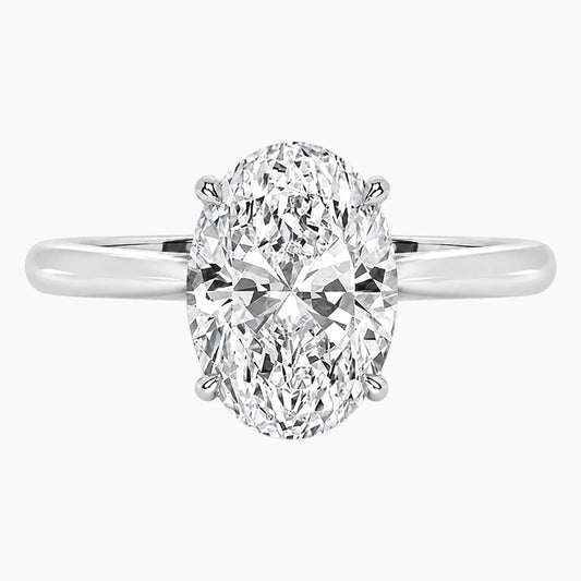 Amélie Écla 2 Carat Oval Cut Moissanite Hidden Halo Tapered Shank Ring