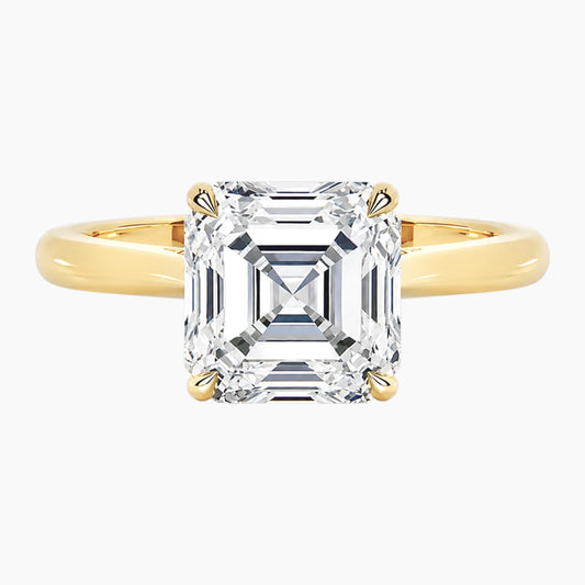 Amélie Écla 2.5 Carat Asscher Cut Moissanite Hidden Halo Tapered Shank Ring
