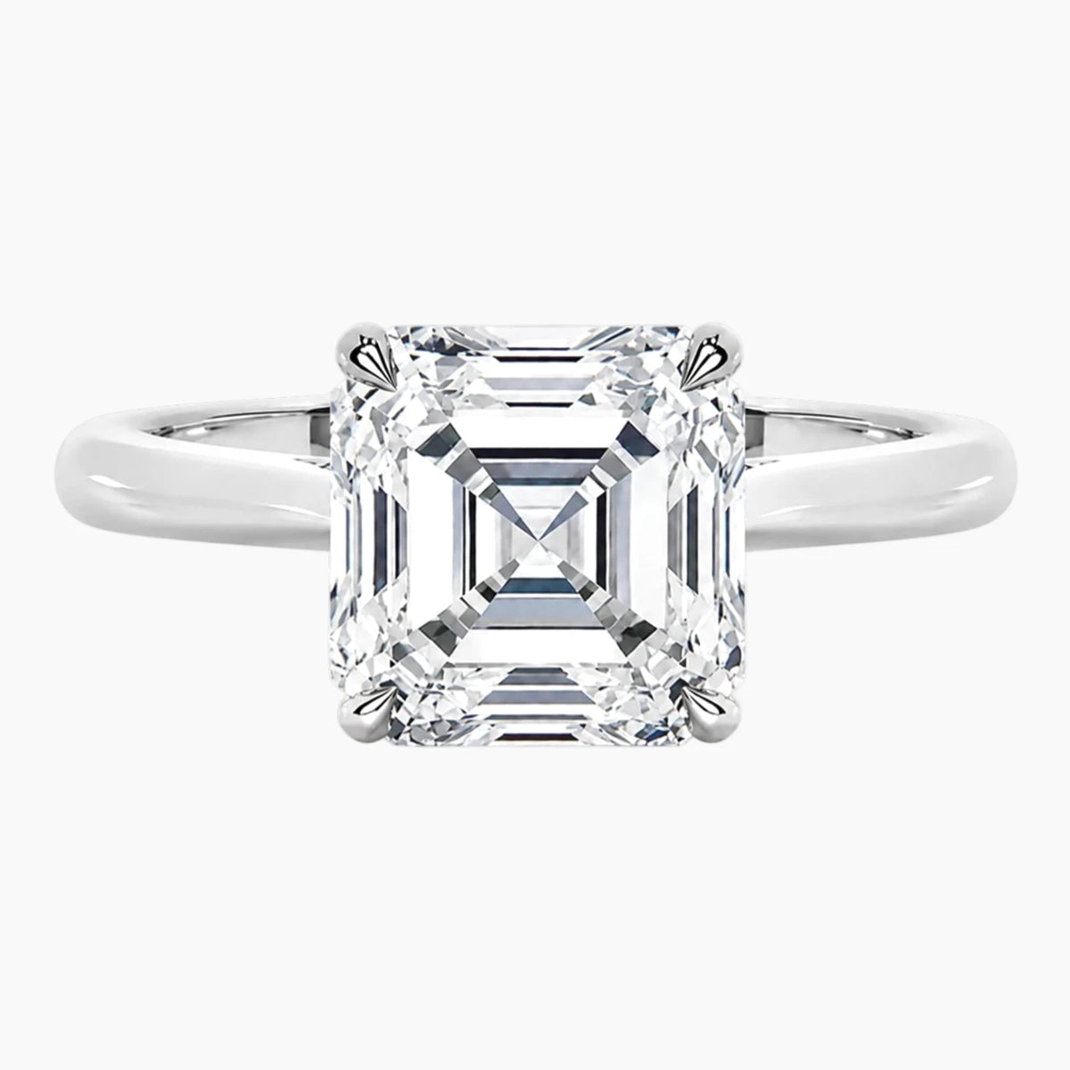 Amélie Écla 2.5 Carat Asscher Cut Moissanite Hidden Halo Tapered Shank Ring
