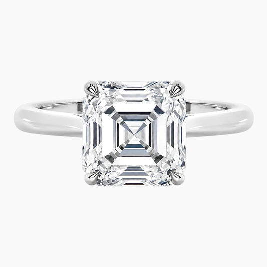 Amélie Écla 2.5 Carat Asscher Cut Moissanite Hidden Halo Tapered Shank Ring