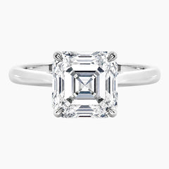 Amélie Écla 2.5 Carat Asscher Cut Moissanite Hidden Halo Tapered Shank Ring