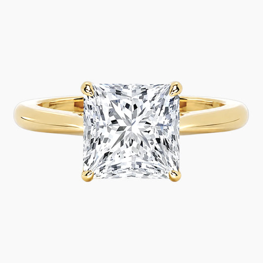 Amélie Écla 3 Carat Princess Cut Moissanite Hidden Halo Tapered Shank Ring
