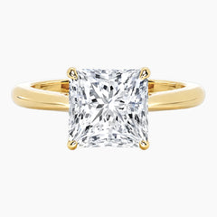 Amélie Écla 3 Carat Princess Cut Moissanite Hidden Halo Tapered Shank Ring